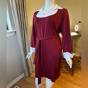 Lane Bryant burgundy collar and cuffs dress